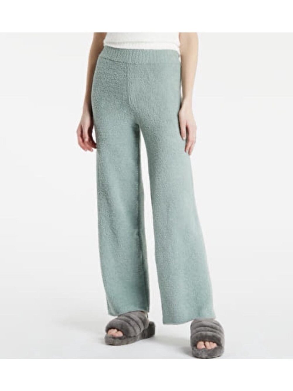 UGG Fuzzy Terry Wide Leg Raw Hem Sage Green Sweatpants Wide Legs Women’s Sz M